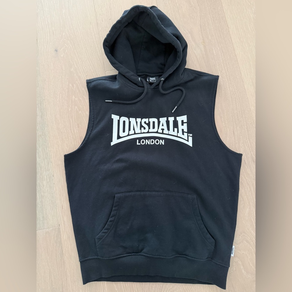 Lonsdale London Black Sleeveless Hoodie